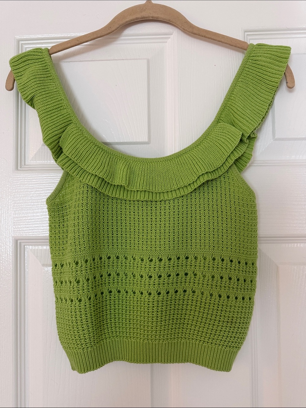 LUSH Green Ruffled Knit Tank Sweater - Medium